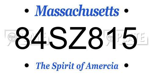 84SZ815 Massachusetts License Plate
