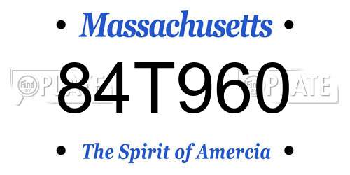 84T960 Massachusetts License Plate