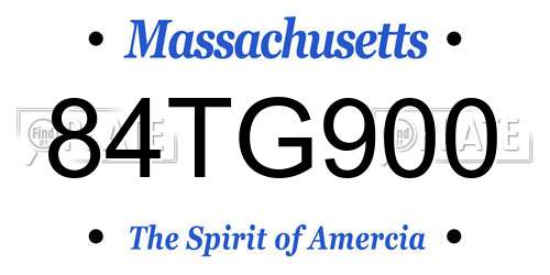 84TG900 Massachusetts License Plate