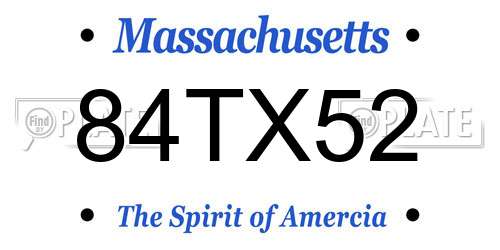 84TX52 Massachusetts License Plate