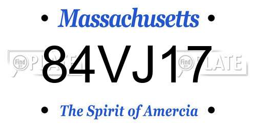 84VJ17 Massachusetts License Plate