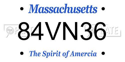 84VN36 Massachusetts License Plate