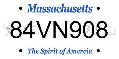 84VN908 Massachusetts License Plate