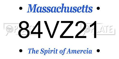 84VZ21 Massachusetts License Plate
