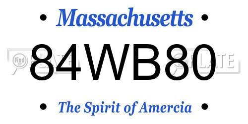 84WB80 Massachusetts License Plate