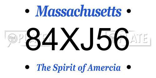 84XJ56 Massachusetts License Plate