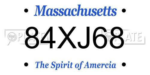 84XJ68 Massachusetts License Plate