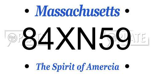 84XN59 Massachusetts License Plate