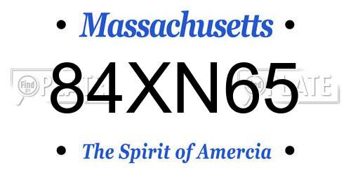 84XN65 Massachusetts License Plate