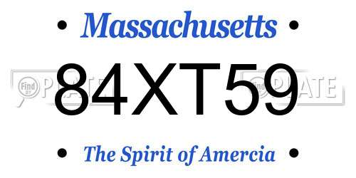84XT59 Massachusetts License Plate