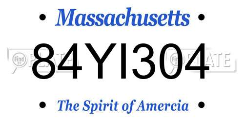 84YI304 Massachusetts License Plate