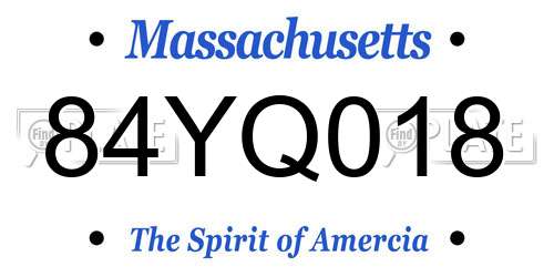 84YQ018 Massachusetts License Plate