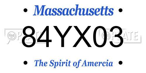 84YX03 Massachusetts License Plate