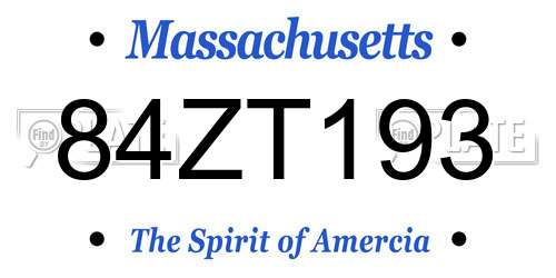 84ZT193 Massachusetts License Plate