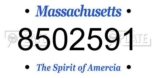 8502591 Massachusetts License Plate