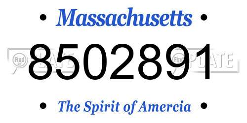 8502891 Massachusetts License Plate