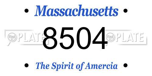 8504 Massachusetts License Plate