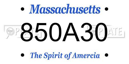 850A30 Massachusetts License Plate