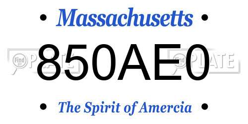850AE0 Massachusetts License Plate