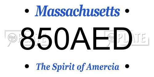 850AED Massachusetts License Plate