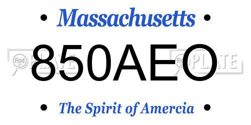 850AEO Massachusetts License Plate