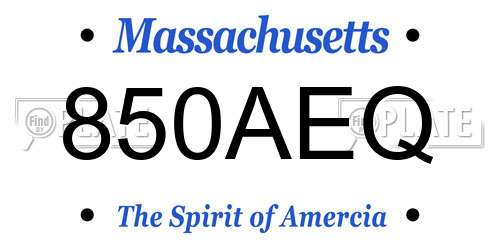 850AEQ Massachusetts License Plate