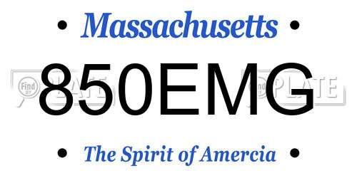 850EMG Massachusetts License Plate