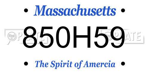 850H59 Massachusetts License Plate