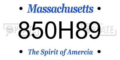 850H89 Massachusetts License Plate