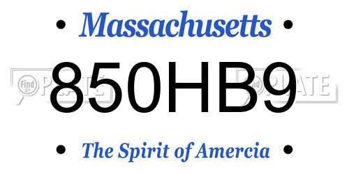 850HB9 Massachusetts License Plate