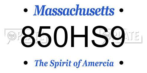 850HS9 Massachusetts License Plate