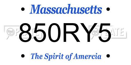 850RY5 Massachusetts License Plate
