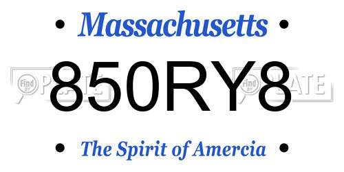 850RY8 Massachusetts License Plate