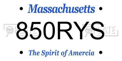 850RYS Massachusetts License Plate