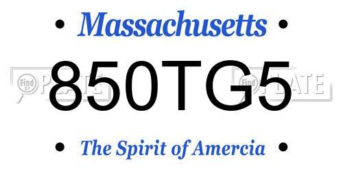 850TG5 Massachusetts License Plate