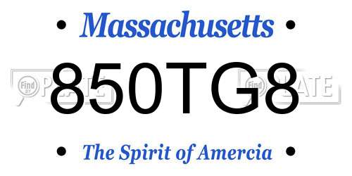 850TG8 Massachusetts License Plate