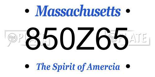 850Z65 Massachusetts License Plate