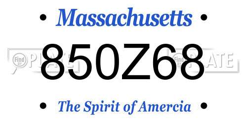 850Z68 Massachusetts License Plate