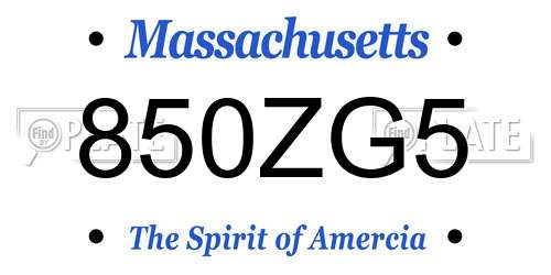850ZG5 Massachusetts License Plate