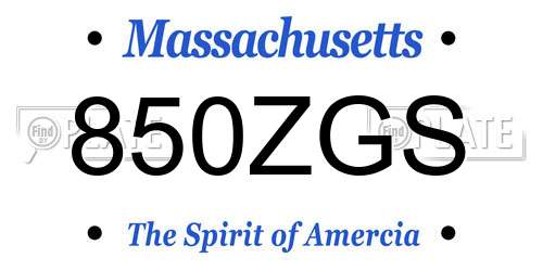 850ZGS Massachusetts License Plate