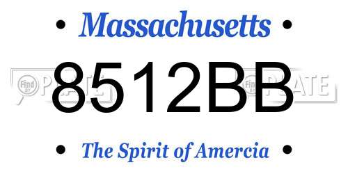 8512BB Massachusetts License Plate