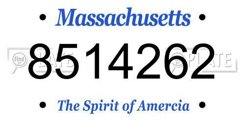 8514262 Massachusetts License Plate