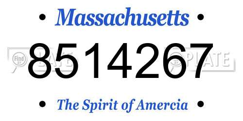 8514267 Massachusetts License Plate