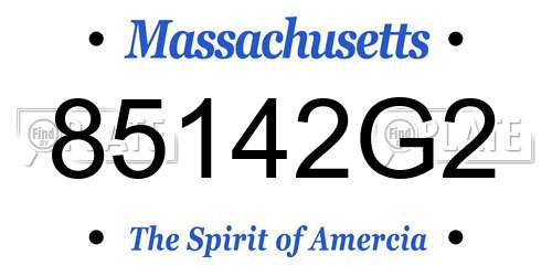 85142G2 Massachusetts License Plate