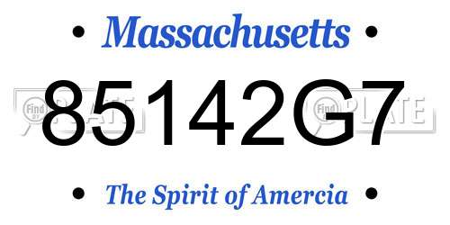 85142G7 Massachusetts License Plate