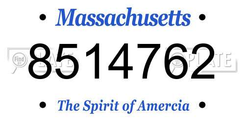 8514762 Massachusetts License Plate