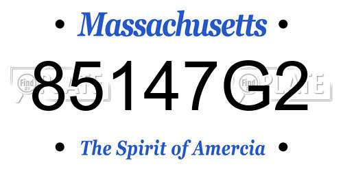 85147G2 Massachusetts License Plate