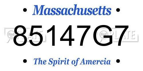 85147G7 Massachusetts License Plate