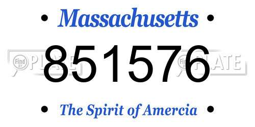 851576 Massachusetts License Plate