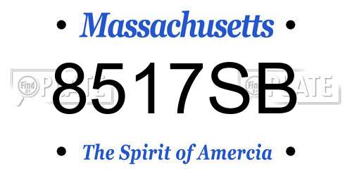 8517SB Massachusetts License Plate